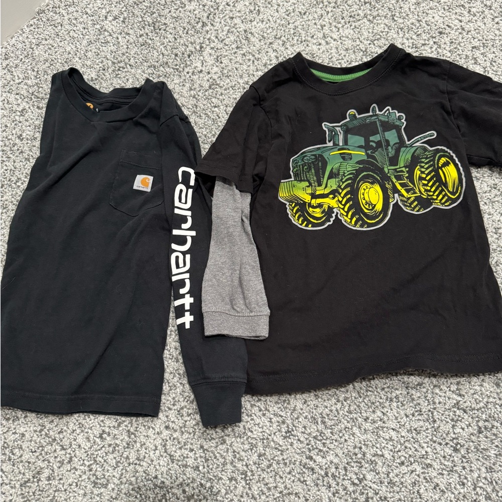 Boys John Deere & Carhartt long sleeve shirts size 5